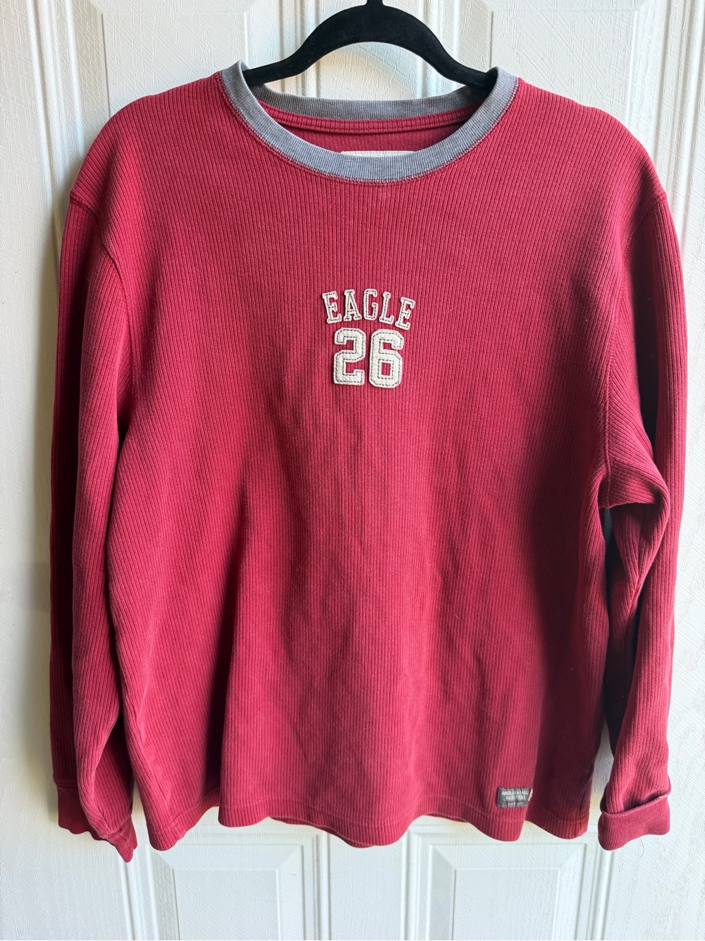 Vintage American Eagle AE Eagle 26 Red Thermal Shirt Y2K 2000s Grunge Large